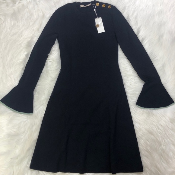 NWT Tory Burch Women's Blue Flare-sleeve Sweater Dress - Picture 4 of 5